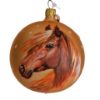Picture of Horse Hand Painted Gold Glass Christmas Tree Ball Ornament 