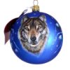 Picture of Wolf Hand Painted Glass Christmas Tree Ball Ornament 