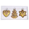 Picture of Gold Glass Christmas Tree Ginger Bread Cookie Style Ornament Set  