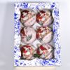 Picture of Czech Hand Painted 6-Ball Red Matte Glass Christmas Tree Ornament Set 