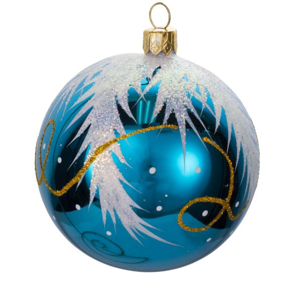 Picture of Crystal Blue Glass Christmas Tree Ball Ornament