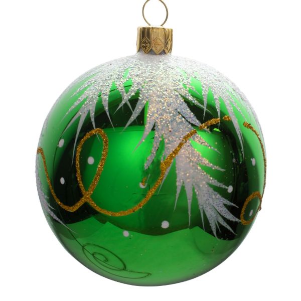 Picture of Crystal Green Glass Christmas Tree Ball Ornament 