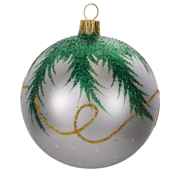 Picture of Crystal Silver Glass Christmas Tree Ball Ornament 