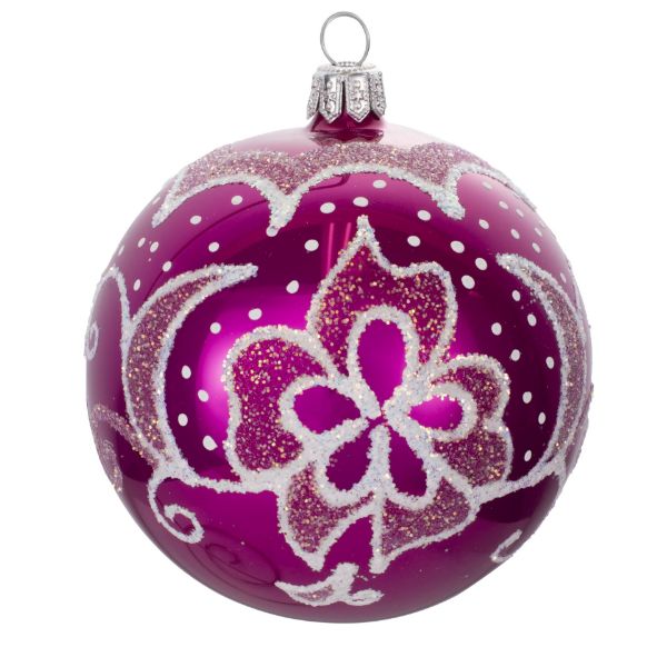 Picture of Pink Glossy Hand Painted Glass Christmas Ball Ornament