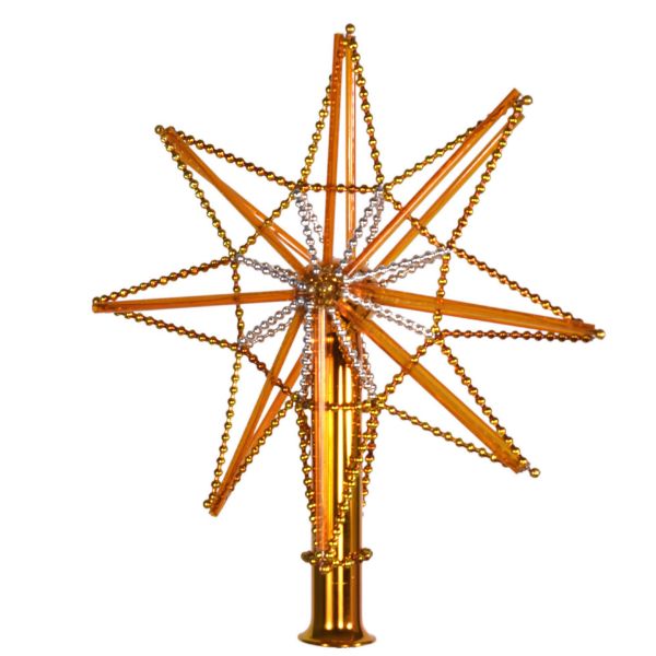Picture of Hand Blown Glass Christmas Gold Star Tree Topper 