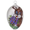 Picture of Bunny With Spring Flowers Czech Hand Blown Glass Easter Egg Ornament 