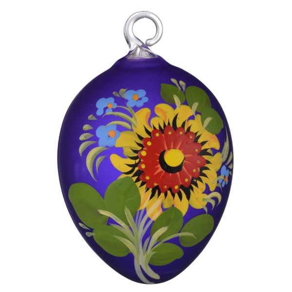Picture of Bouquet Czech Hand Blown Glass Easter Egg Ornament