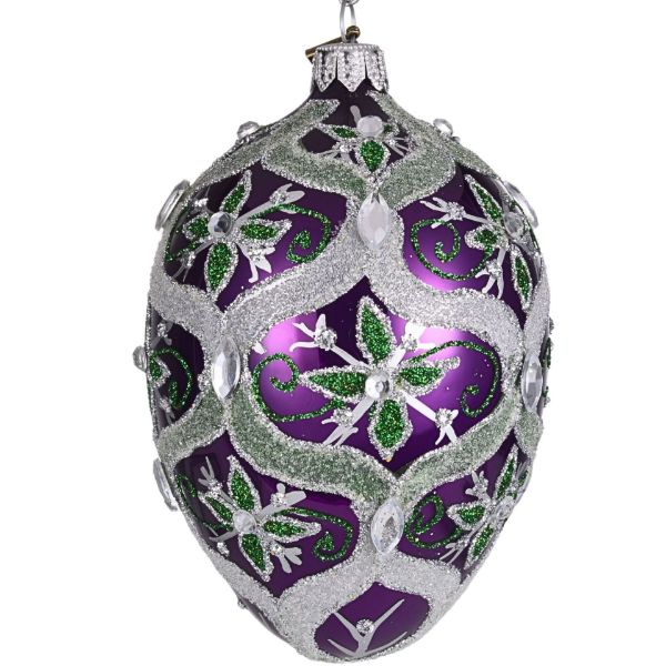 Picture of Hand Blown Purple Glass Easter Egg Ornament 