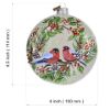 Picture of Hand Painted Glass Christmas Medallion Ornament - Bullfinches