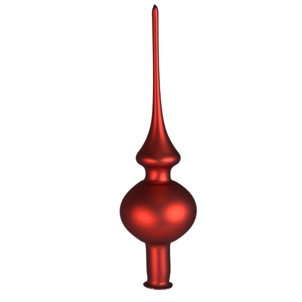Picture of Red Matte Hand Blown Glass Christmas Tree Topper. Made in Ukraine.