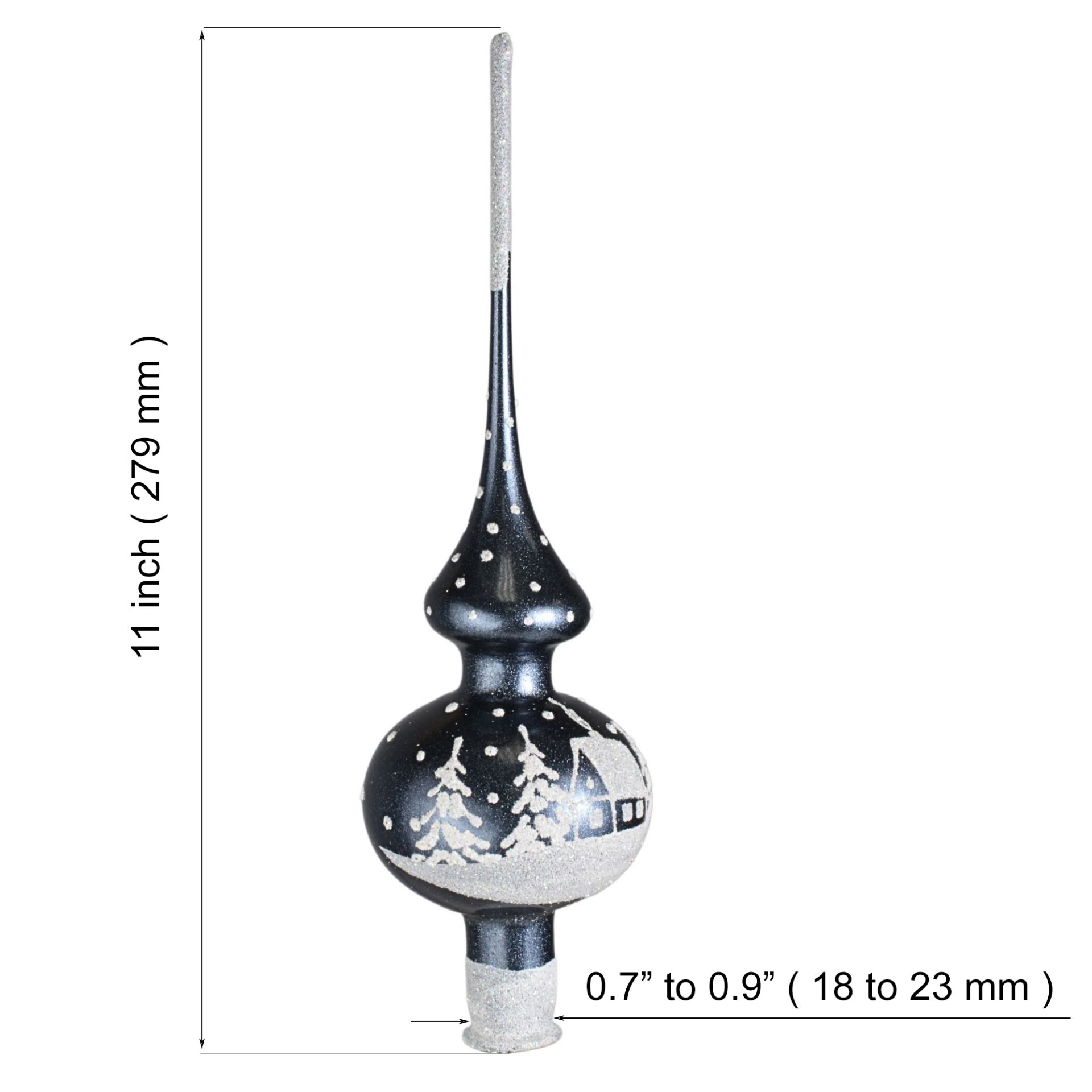 Christmas Ornaments World. Winter Countryside Hand Blown Glass Christmas Tree Topper