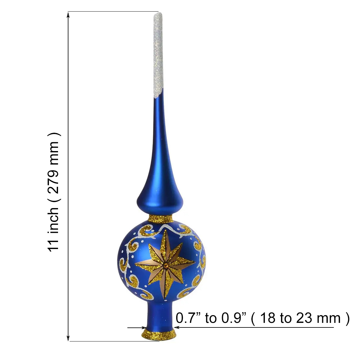 Christmas Ornaments World. "Starry" Glass Christmas Tree Topper (blue)