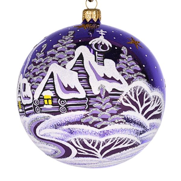 Picture of Hand Made Hand Blown Purple Glass Christmas Tree Farmstead Ball Ornament