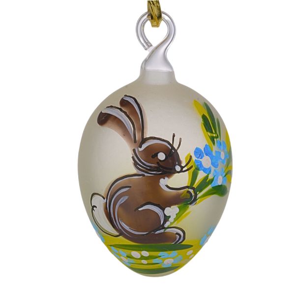 Picture of "Easter Bunny" Czech Hand Blown Glass Easter Egg Ornament.