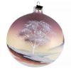 sfumato landscape glass Christmas tree ball ornament, hand blown glass, dusty rose background