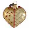 gold hand blown glass Christmas tree ornament heart