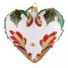 Christmas Joy Hand Painted Hand Blown Glass Heart Ornament