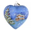 Hand Blown Glass Christmas Heart Ornament, Hand Painted Heirloom Glass Christmas Ornament