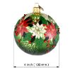 Picture of Holly Mistletoe and Poinsettia Hand Blown Glass Christmas Tree Ball Ornament. Made in Poland 