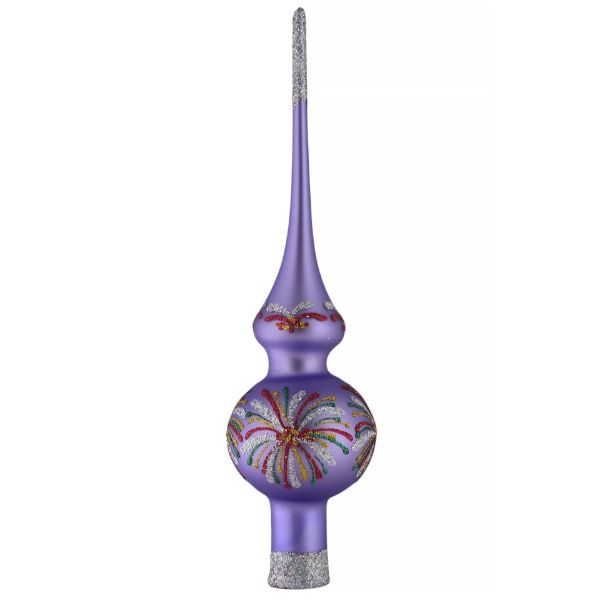 Picture of Fireworks - Hand Painted Hand Blown Purple Glass Christmas Tree Topper