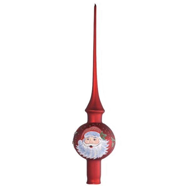 Picture of 12.4" Red Matte Hand Blown Glass Christmas Santa Claus Tree Topper