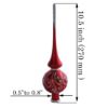 Picture of Snowy Pattern Red Matte Hand Blown Glass Christmas Tree Topper