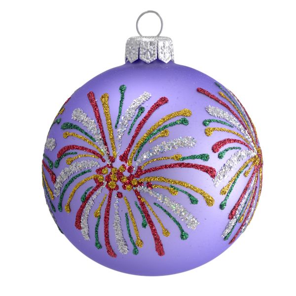 Picture of Fireworks Hand Painted Mouth Blown Glass Christmas Ornament (Purple)