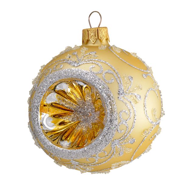 Picture of Indented Reflector Hand Blown Glass Christmas Tree Ball Ornament