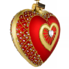 Picture of Crimson Heart Elegance – Red & Gold Jeweled Heart Christmas Ornament, Elegant Glass Holiday Decoration, Romantic Keepsake Gift