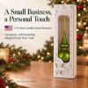 Picture of Green Hand Blown Glass Christmas Tree Topper. Made in Ukraine.