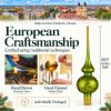 Picture of Green Hand Blown Glass Christmas Tree Topper. Made in Ukraine.