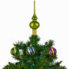 Picture of Green Hand Blown Glass Christmas Tree Topper. Made in Ukraine.