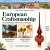 Picture of Red Glass Christmas Tree Topper, 10.5-Inch Jeweled Finial with Gold Glitter